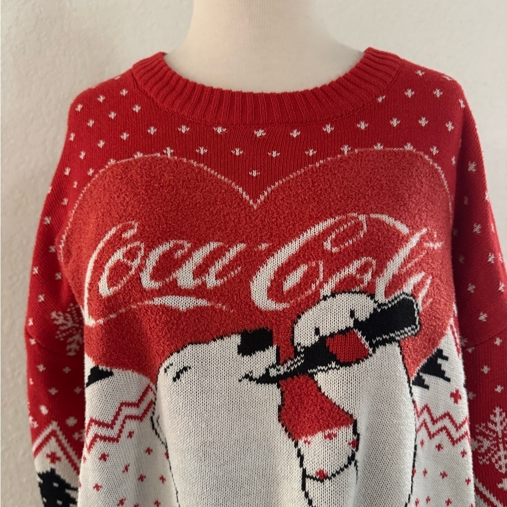 Coca Cola Polar Bear Holiday Unisex‎ Sweater Official Licensed Product Sz. L EUC